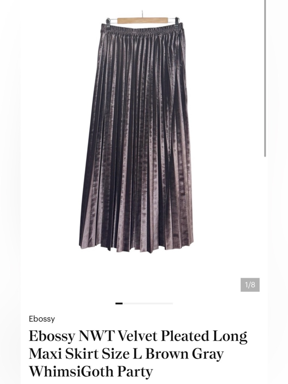 Ebossy Velvet Pleated Maxi Skirt in Brown-Gray